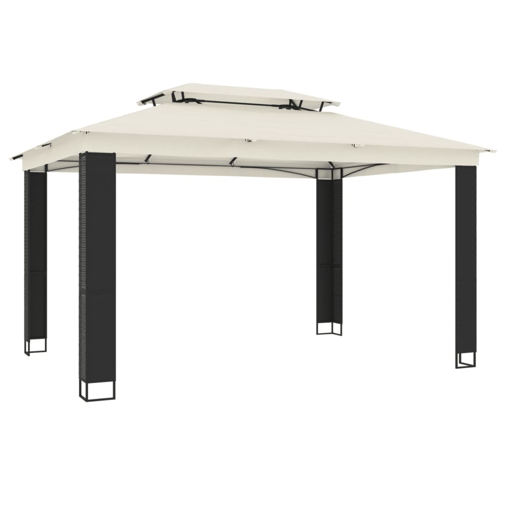 VidaXL Gazebo à double toit 3,94x2,96 m en acier couleur crème