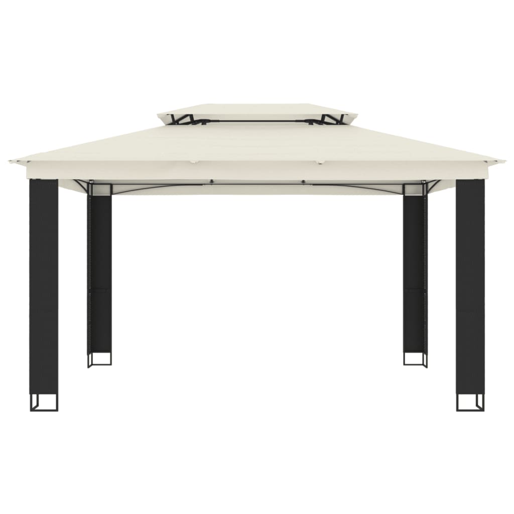 VidaXL Gazebo à double toit 3,94x2,96 m en acier couleur crème