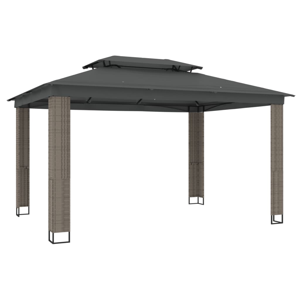 VidaXL Gazebo à double toit 3,94x2,96 m acier anthracite