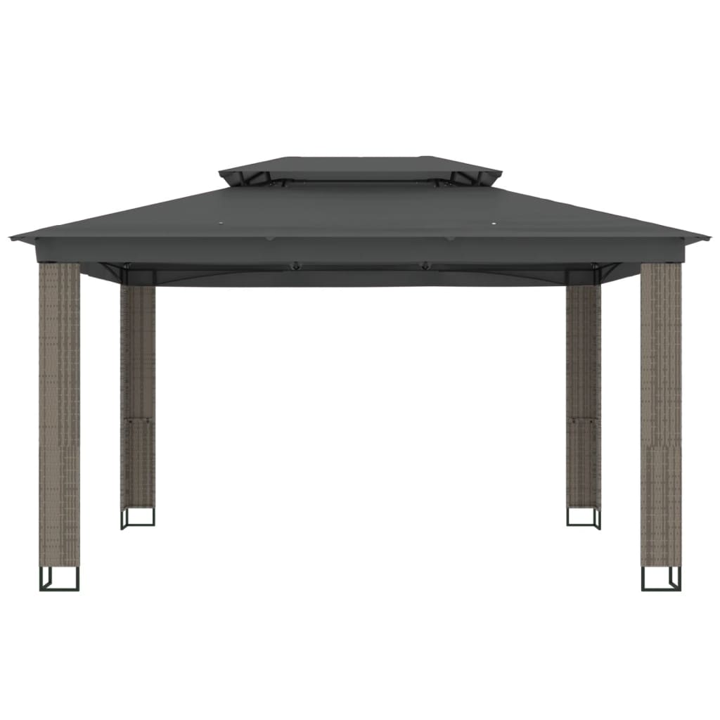 VidaXL Gazebo à double toit 3,94x2,96 m acier anthracite