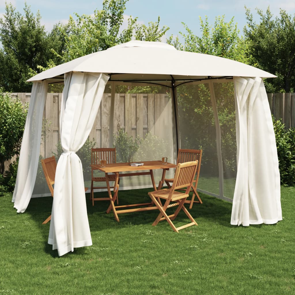 Parois latérales du gazebo Vidaxx en maille et double toit 2,93x2,93 m acier crème