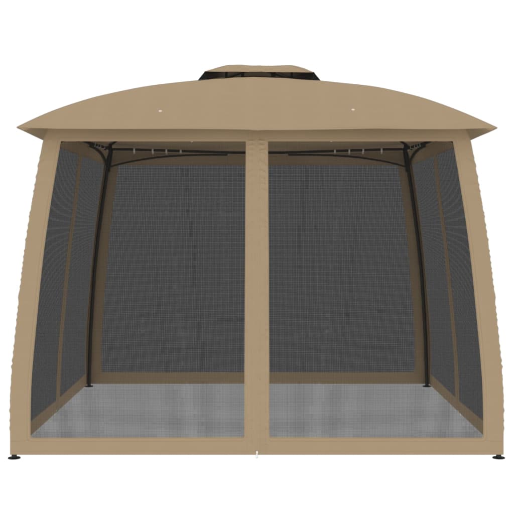 Parois latérales du gazebo Vidaxx en maille et double toit 2,93x2,93 m acier taupe