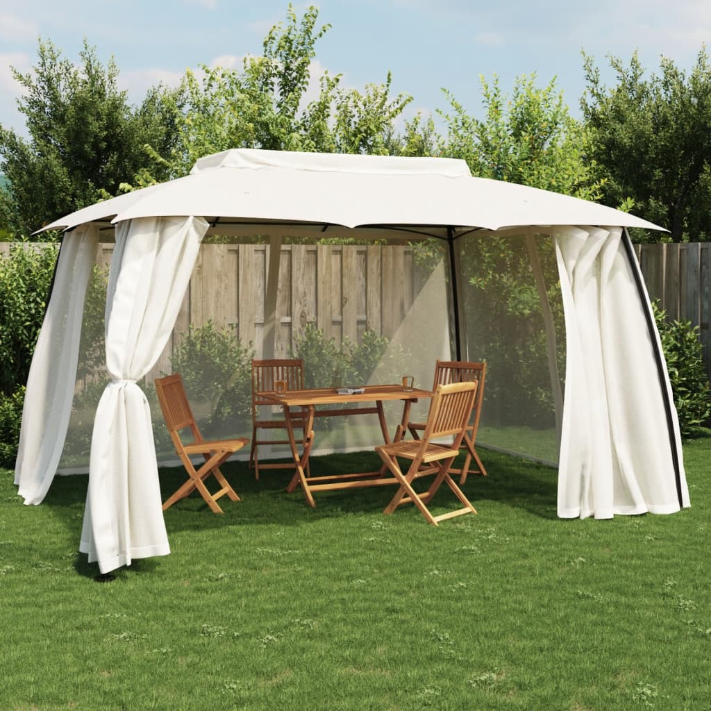 Parois latérales du gazebo Vidaxx en maille et double toit 3,93x2,93 m acier crème