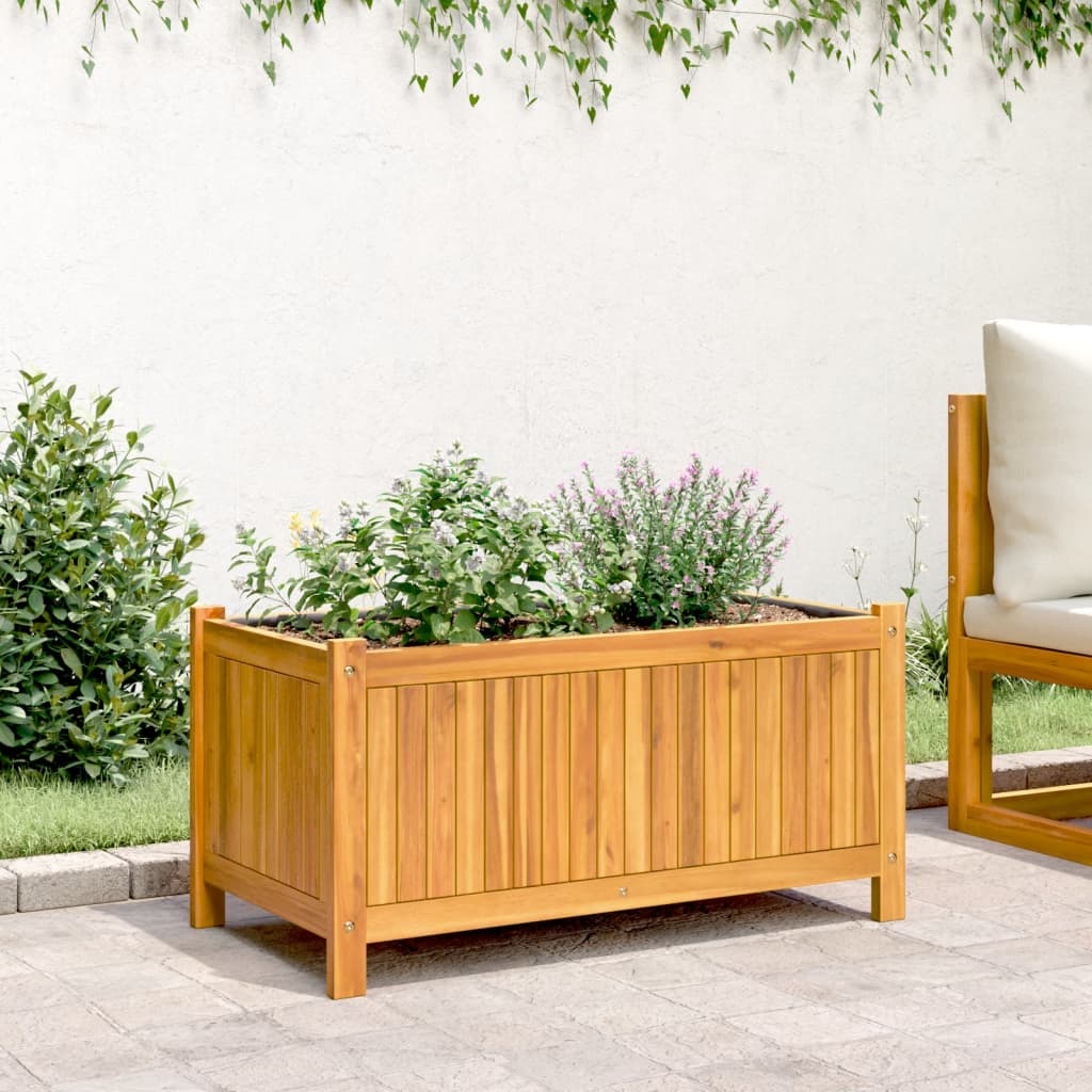 Vidaxx jardinière avec doublure 80x42x40 cm bois d'acacia massif