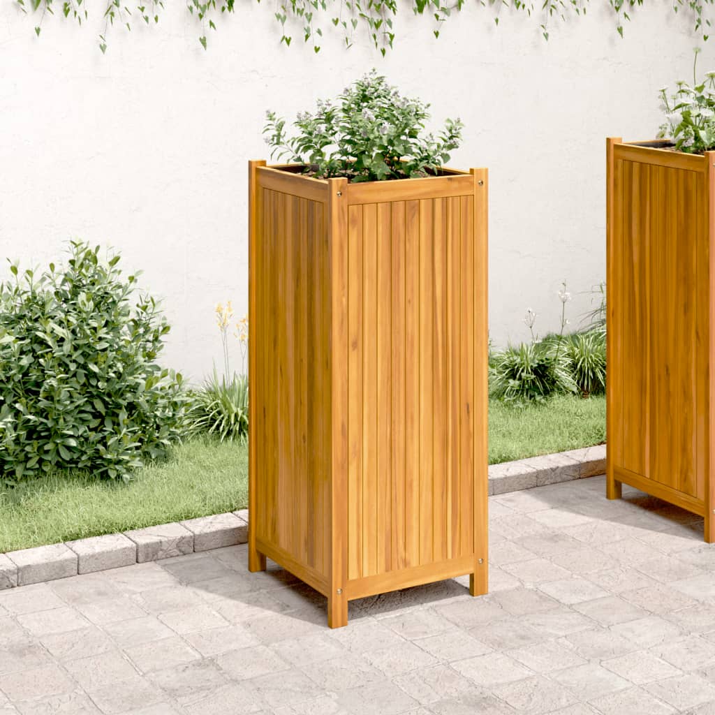 Vidaxx jardinière avec doublure 42x42x100 cm bois d'acacia massif