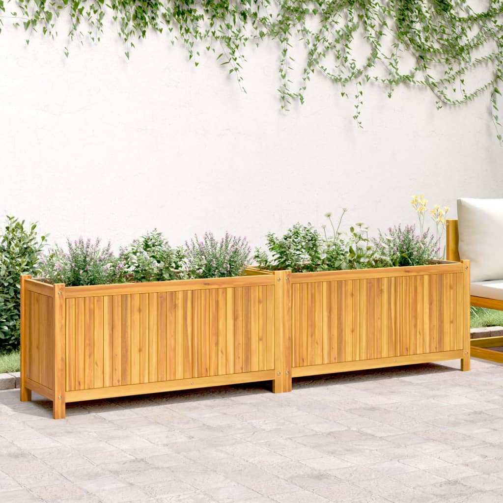 Vidaxx jardinière avec doublure 199x38,5x50 cm bois d'acacia massif