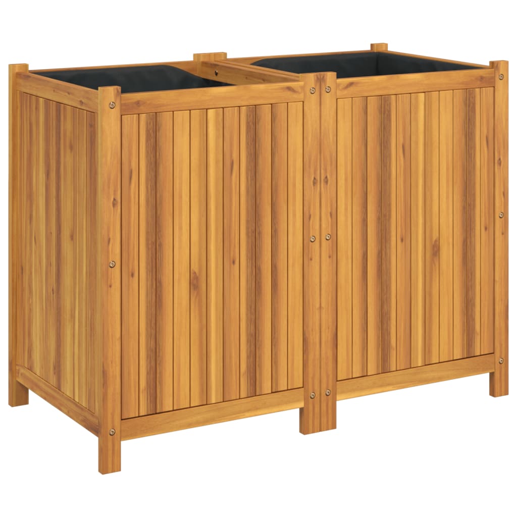 Vidaxx jardinière avec doublure 100x50x75 cm bois d'acacia massif