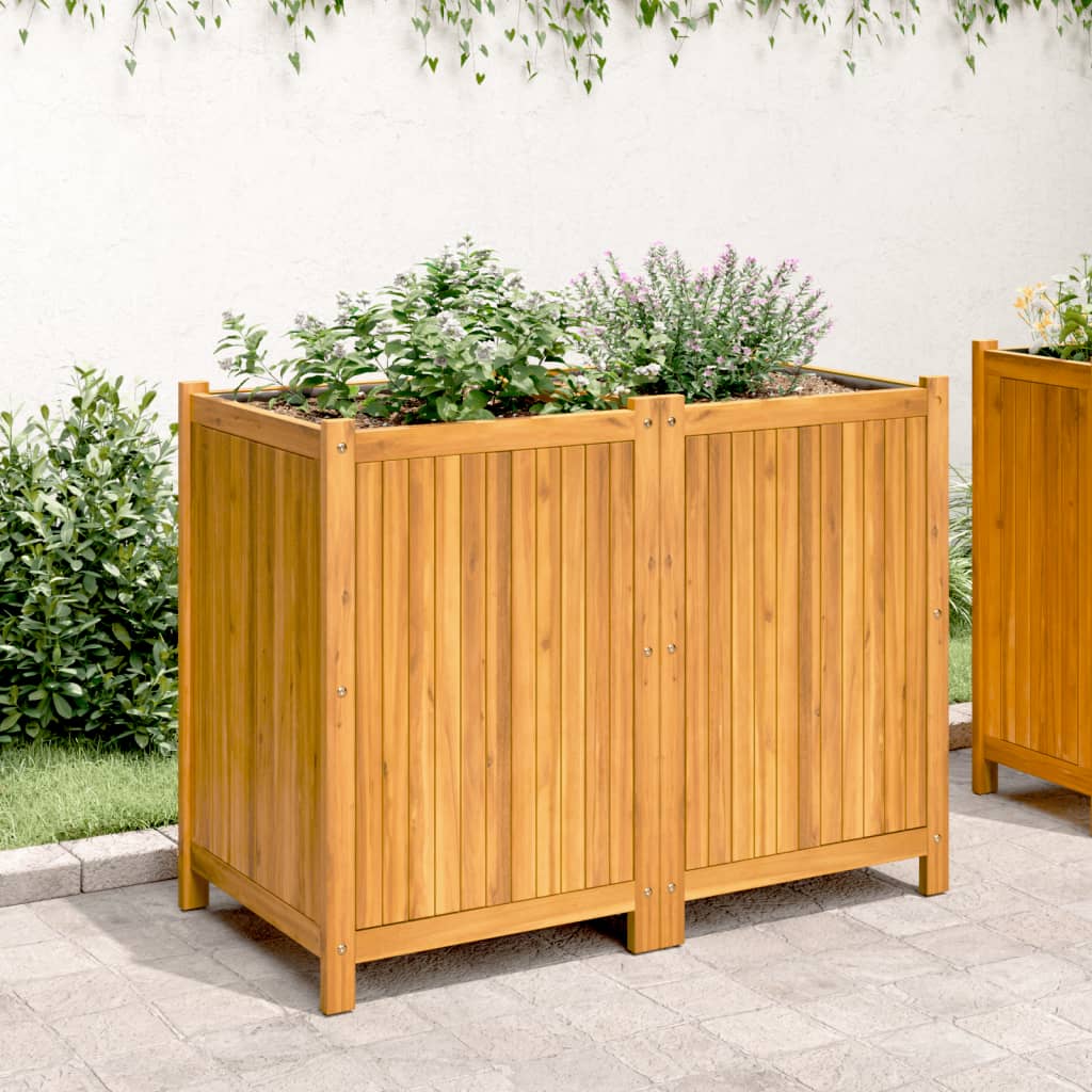 Vidaxx jardinière avec doublure 100x50x75 cm bois d'acacia massif