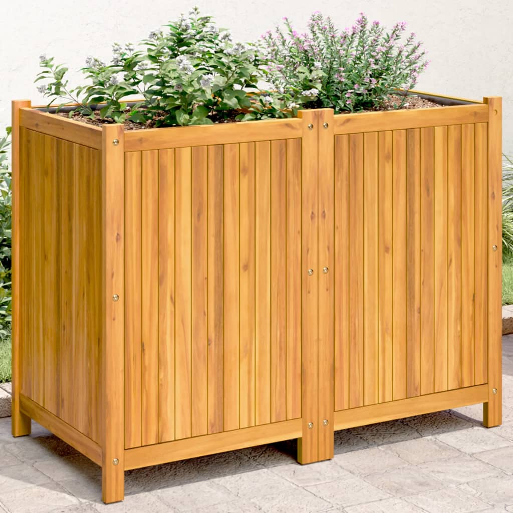 Vidaxx jardinière avec doublure 100x50x75 cm bois d'acacia massif