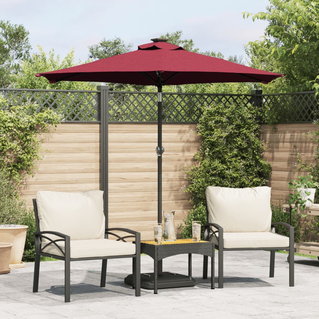 Parasol VidaXL avec mât en acier 225x225x212 cm bordeaux
