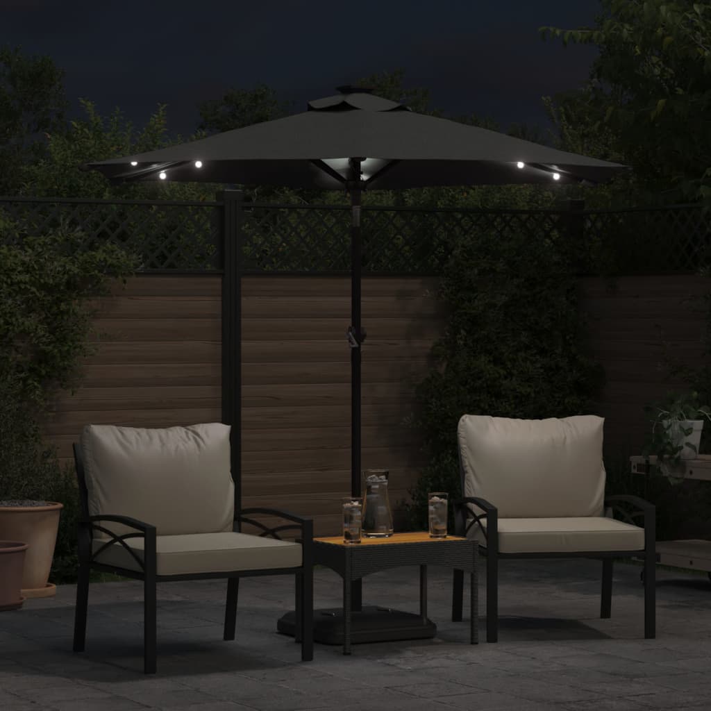 Parasol Vidaxx avec LED et mât en acier 225x225x212cm anthracite