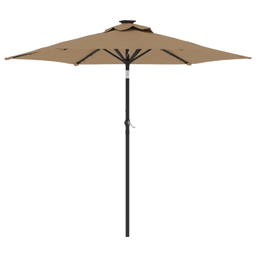 Parasol Vidaxx avec LED et mât en acier 225x225x212 cm taupe