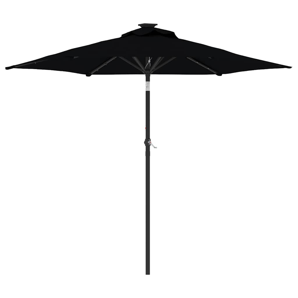 Parasol VidaXL avec LED et mât en acier 225x225x212 cm noir