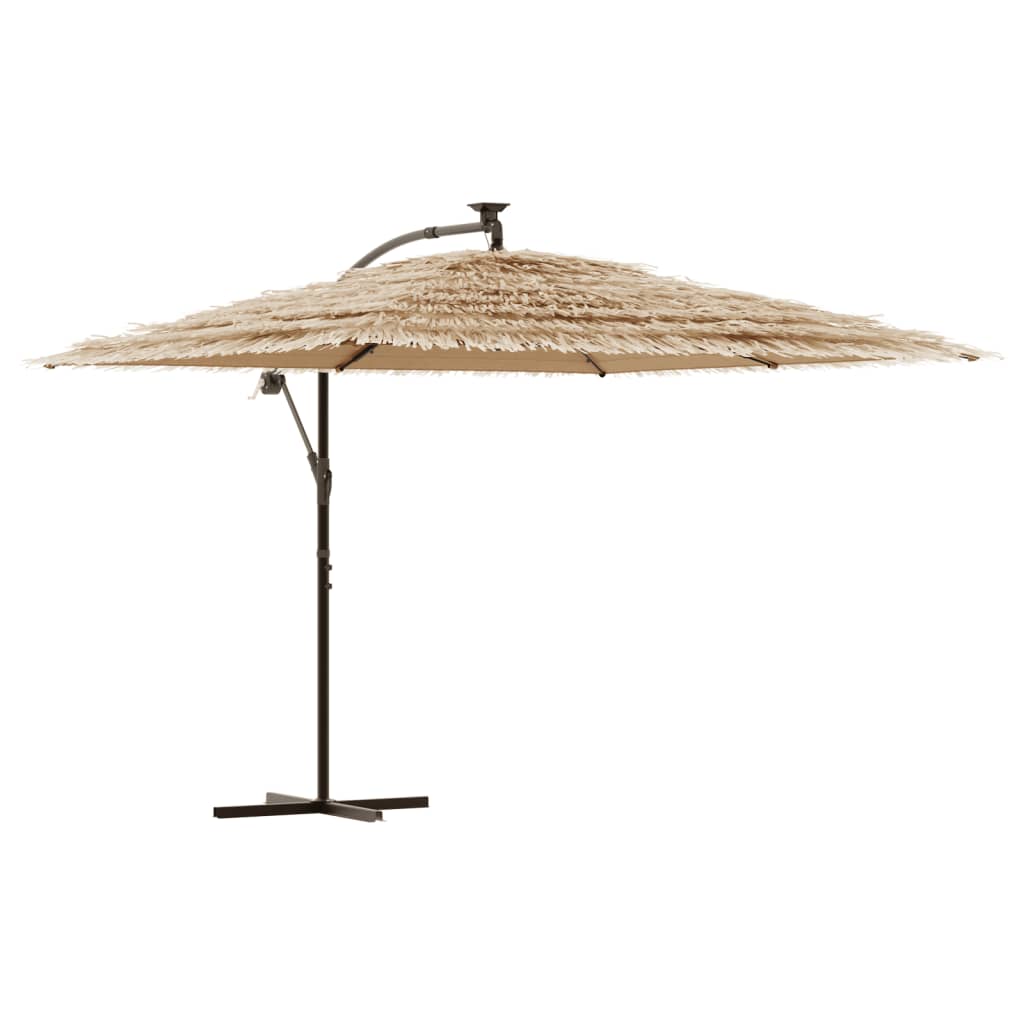 Parasol VidaXL avec LED et mât en acier 290x290x238 cm marron