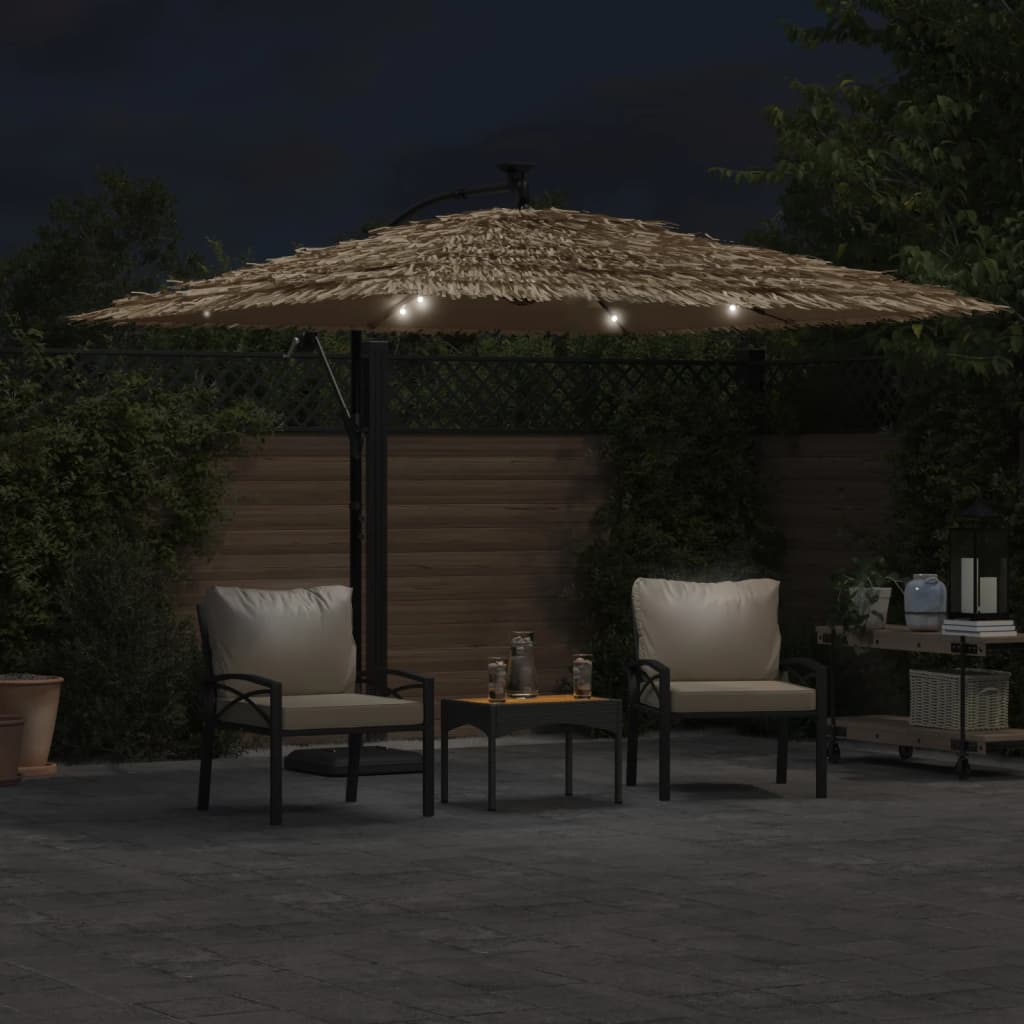 Parasol VidaXL avec LED et mât en acier 290x290x238 cm marron