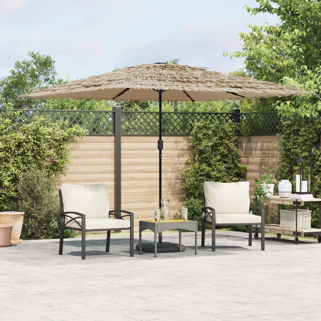 Parasol VidaXL avec LED et mât en acier 290x290x238 cm marron