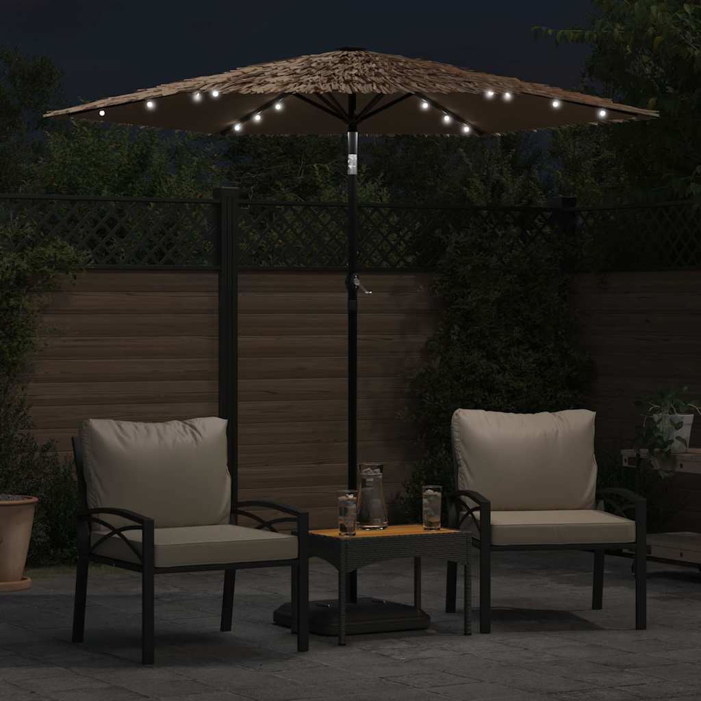 Parasol Vidaxx avec LED et mât en acier 223x223x213 cm marron