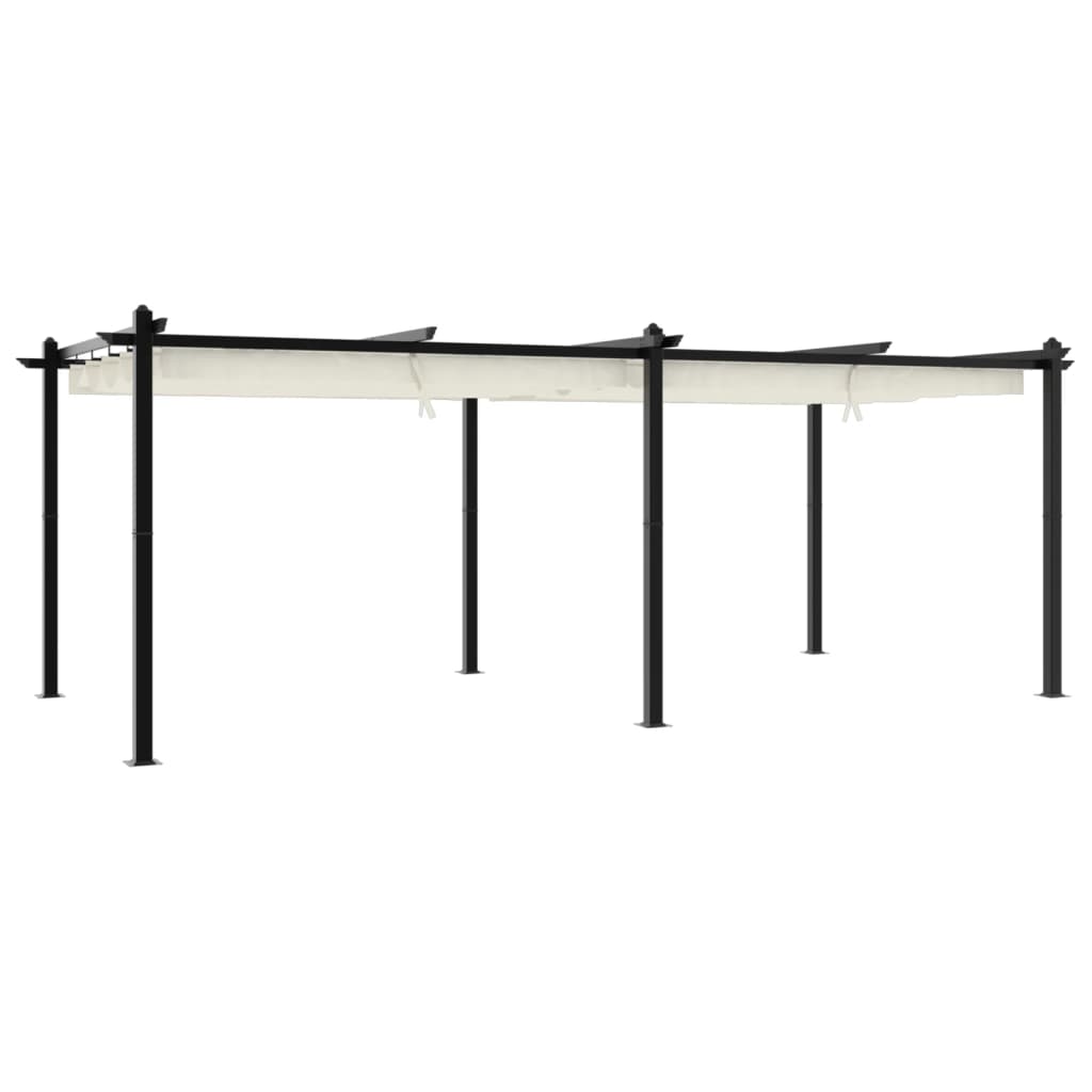 VidaXL Gazebo avec toit rétractable 3x6 m aluminium couleur crème