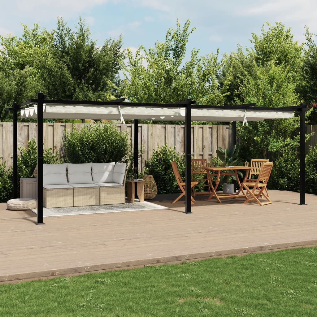 VidaXL Gazebo avec toit rétractable 3x6 m aluminium couleur crème