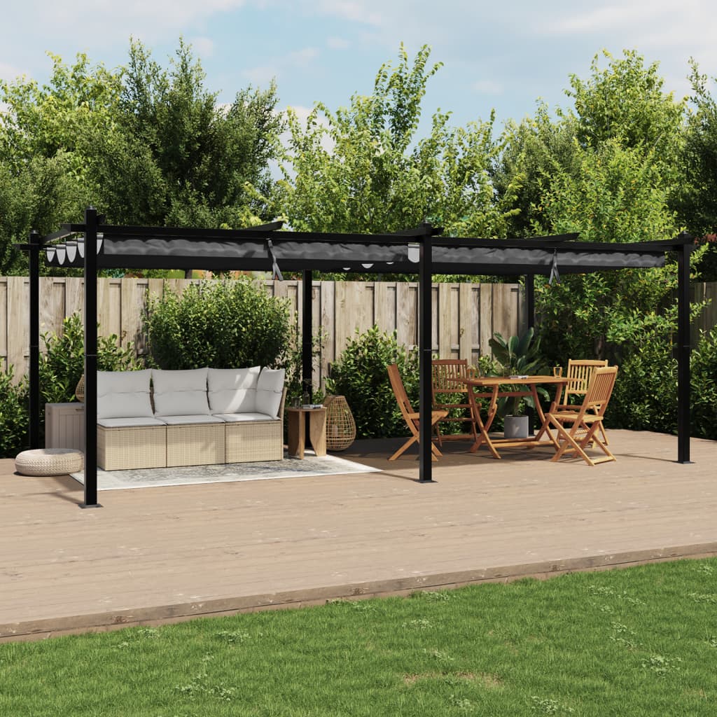 VidaXL Gazebo avec toit rétractable 3x6 m aluminium anthracite
