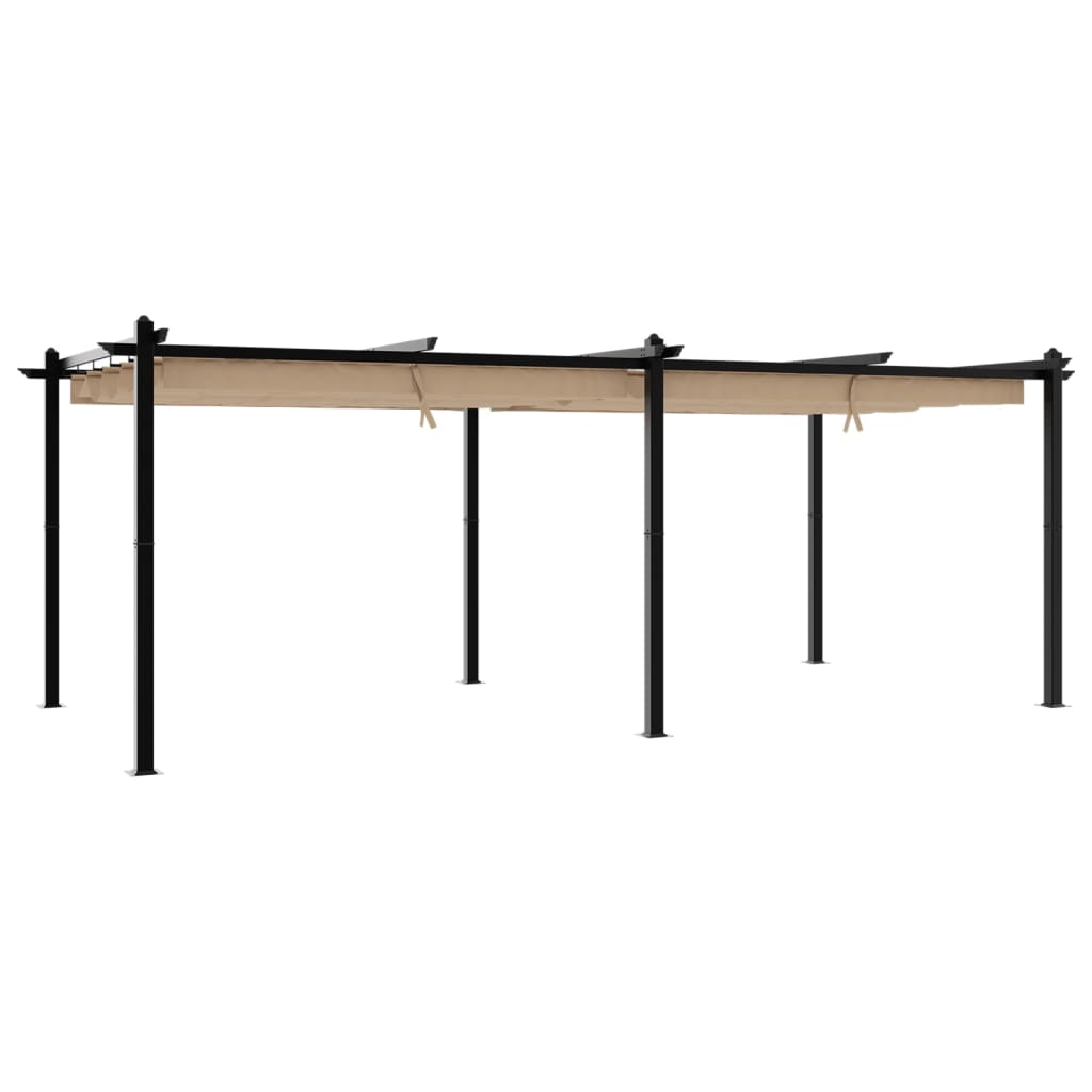 VidaXL Gazebo avec toit rétractable 3x6 m aluminium taupe