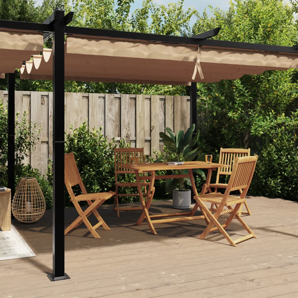 VidaXL Gazebo avec toit rétractable 3x6 m aluminium taupe