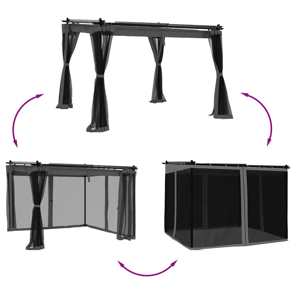 Tonnelle Vidaxx avec parois latérales grillagées 3x3 m acier, anthracite