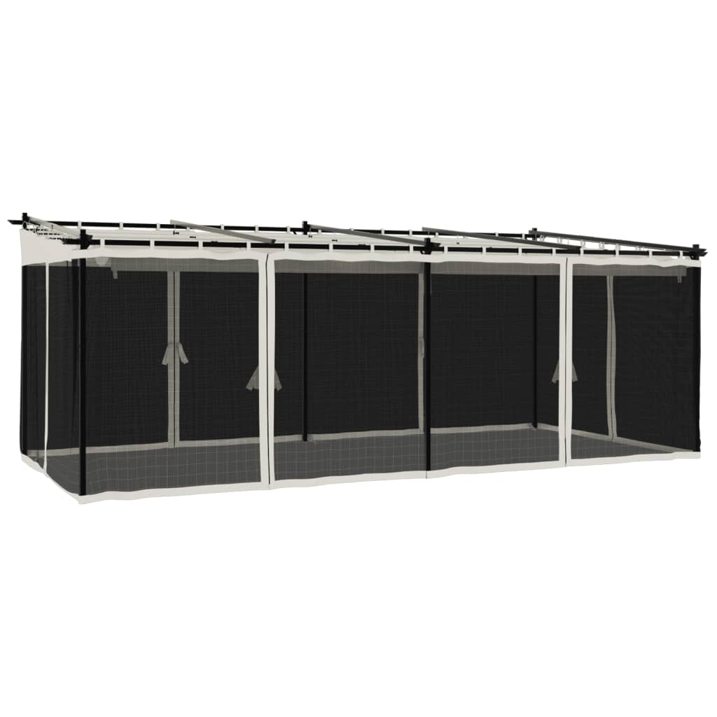 VidaXL Gazebo avec parois latérales en maille 6x3 m en acier couleur crème