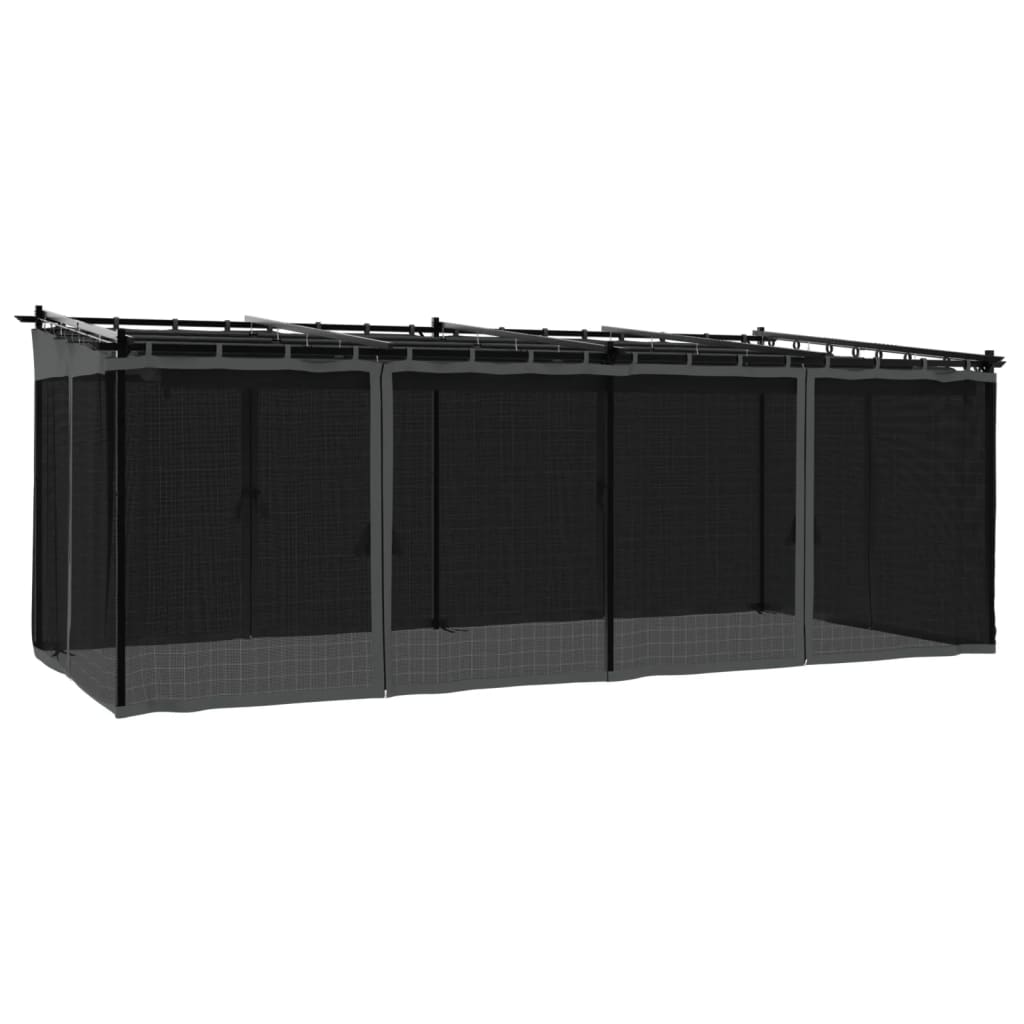 VidaXL Gazebo avec parois latérales en maille 6x3 m acier anthracite
