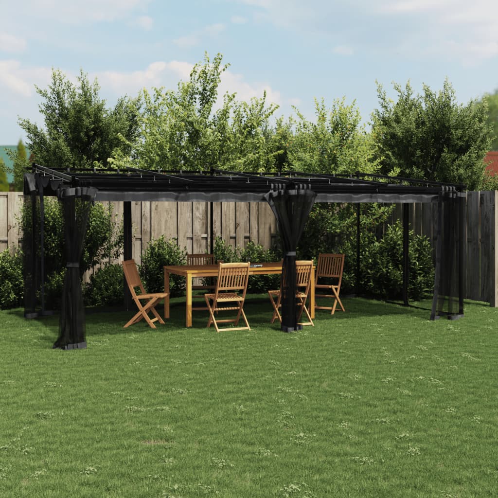 VidaXL Gazebo avec parois latérales en maille 6x3 m acier anthracite