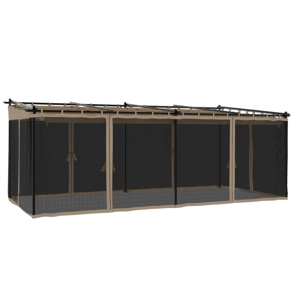VidaXL Gazebo avec parois latérales en maille 6x3 m acier taupe