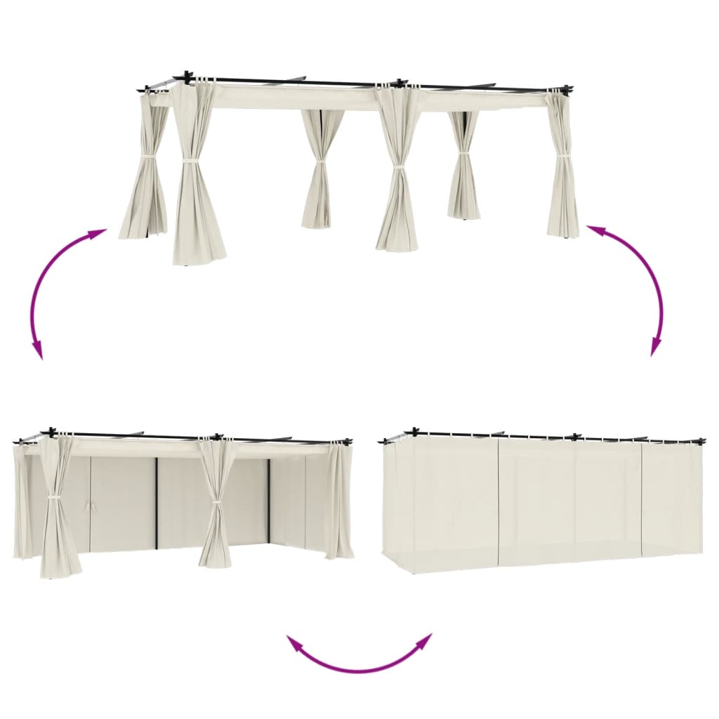 VidaXL Gazebo avec rideaux 6x3 m acier couleur crème