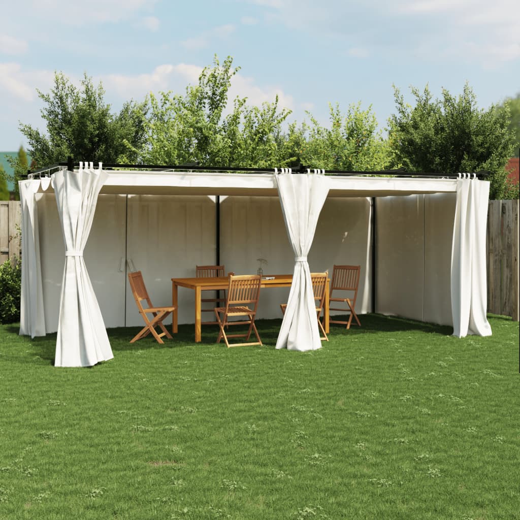 VidaXL Gazebo avec rideaux 6x3 m acier couleur crème