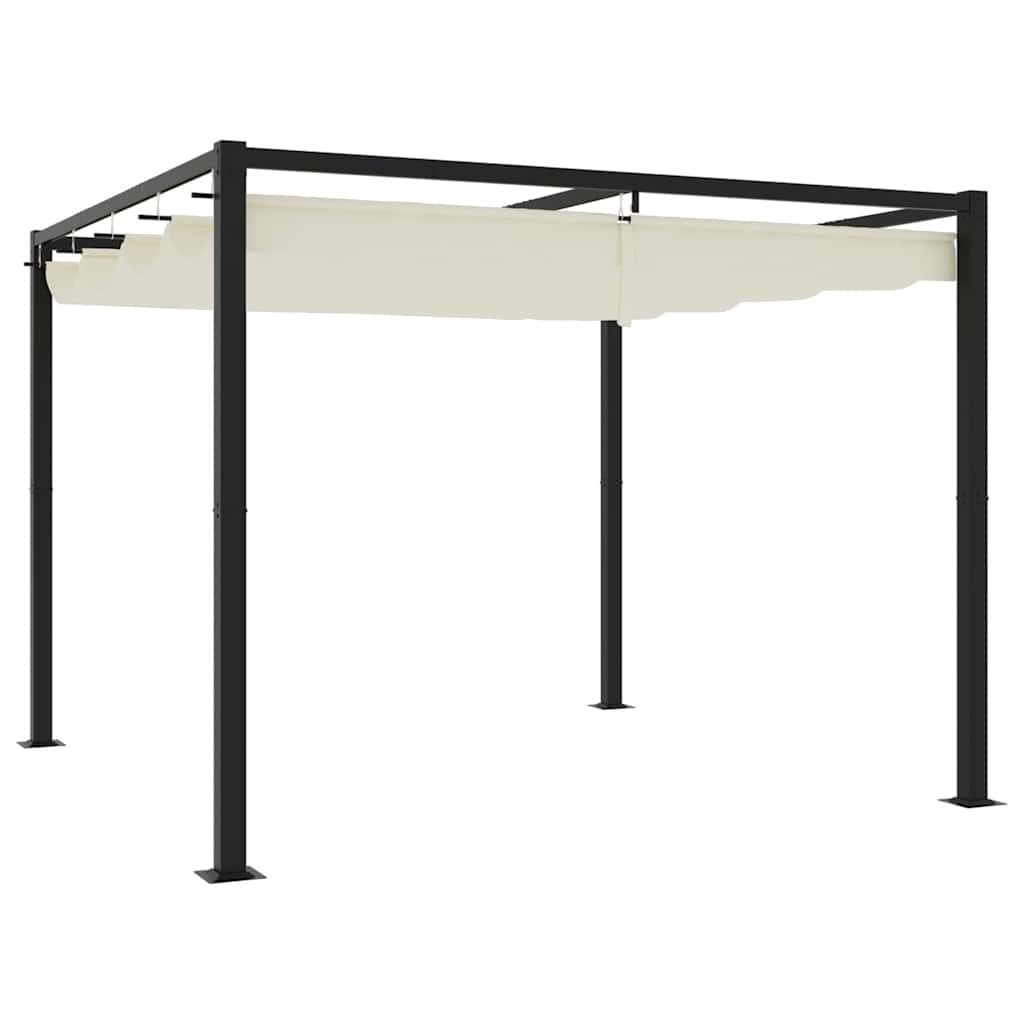 Gazebo Vidaxx avec toit rétractable 3x3 m en acier couleur crème
