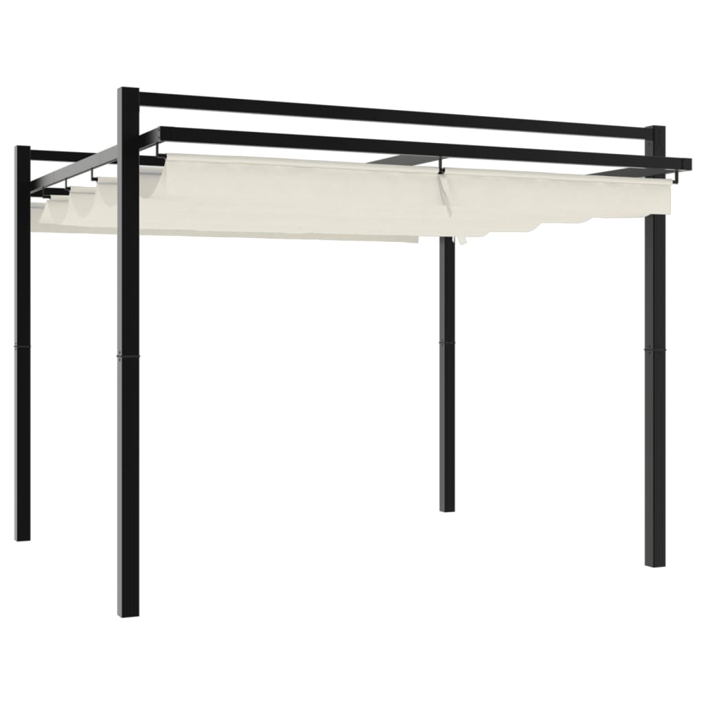 VidaXL Gazebo avec toit rétractable 3x3 m aluminium couleur crème