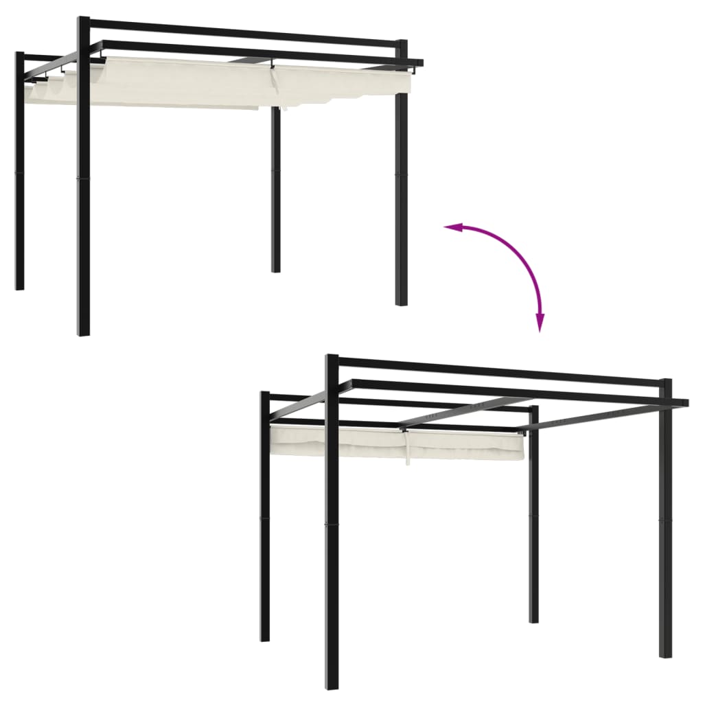 VidaXL Gazebo avec toit rétractable 3x3 m aluminium couleur crème