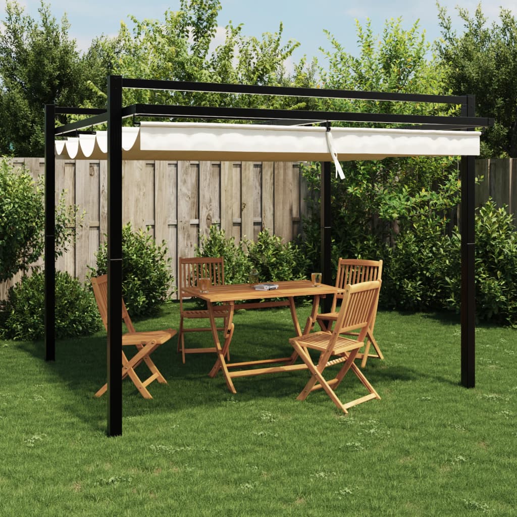 VidaXL Gazebo avec toit rétractable 3x3 m aluminium couleur crème