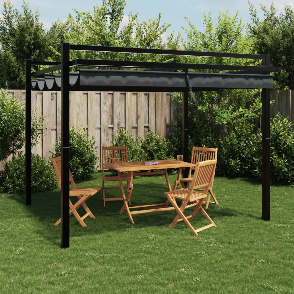 VidaXL Gazebo avec toit rétractable 3x3 m aluminium anthracite