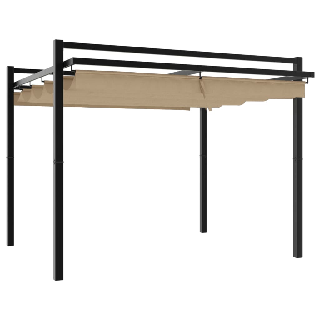 VidaXL Gazebo avec toit rétractable 3x3 m aluminium taupe