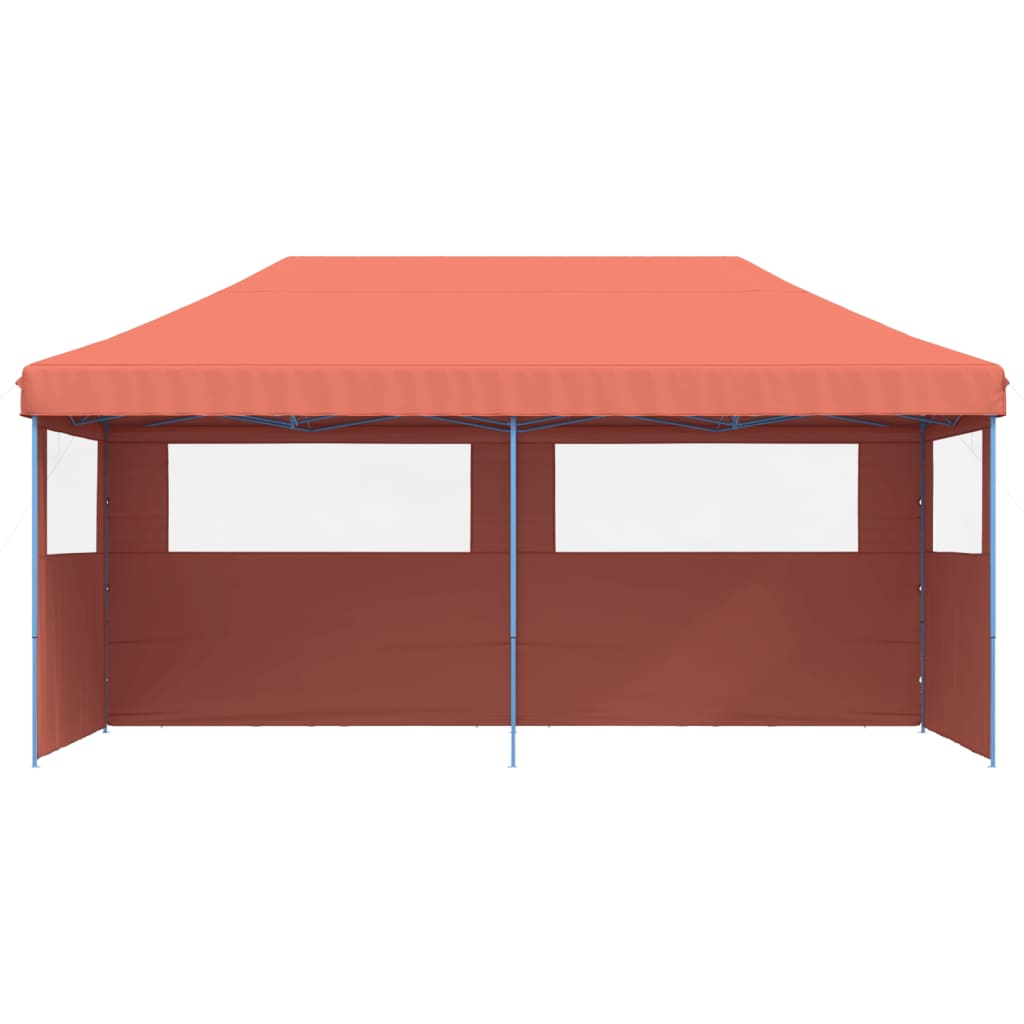 Tente de fête pop-up pliable Vidaxx avec 3 parois latérales, couleur terre cuite