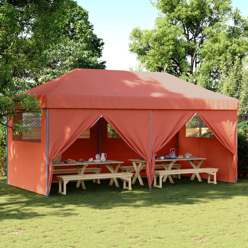 VidaXL Tente de fête pop-up pliable avec 4 parois latérales couleur terre cuite