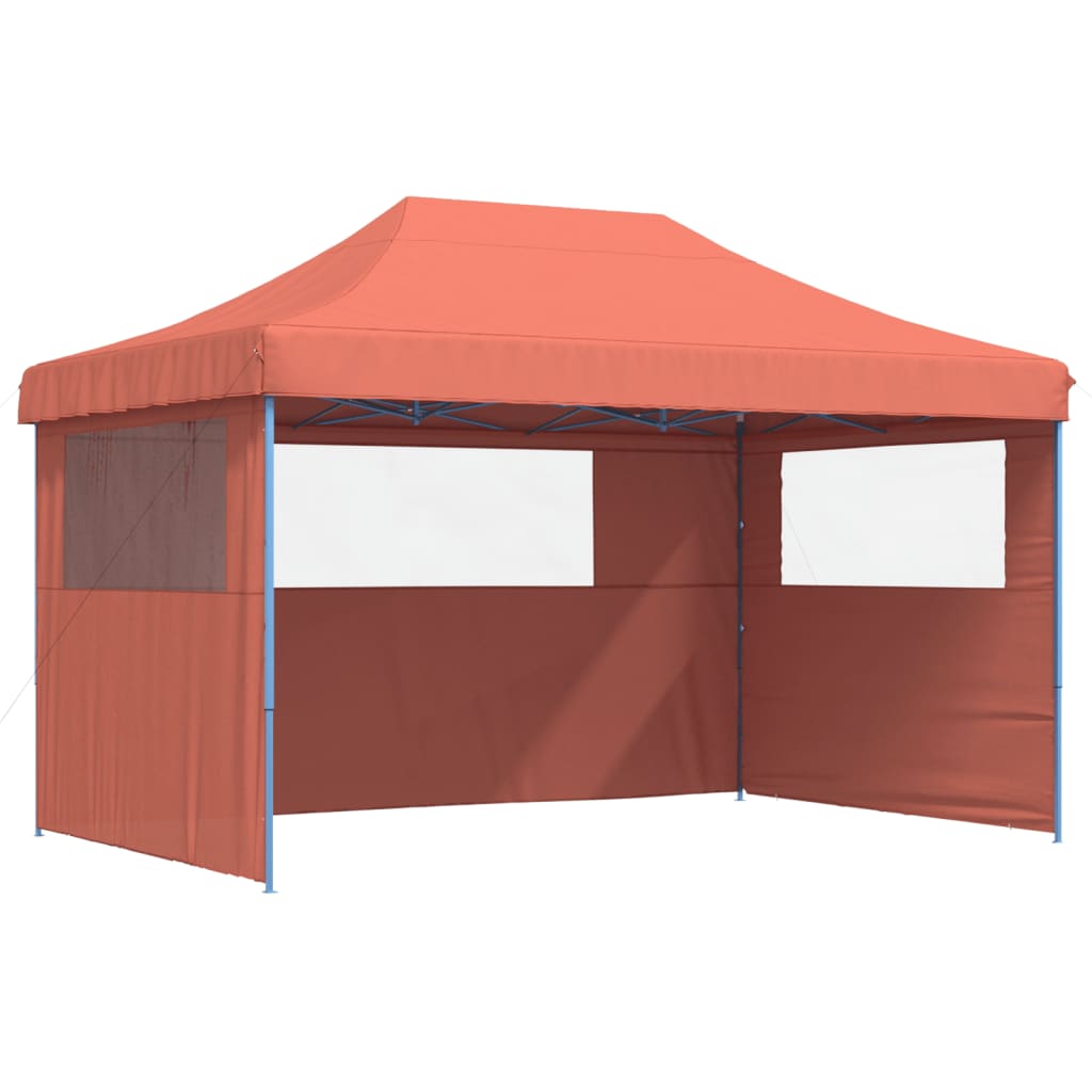 Tente de fête pop-up pliable Vidaxx avec 3 parois latérales, couleur terre cuite