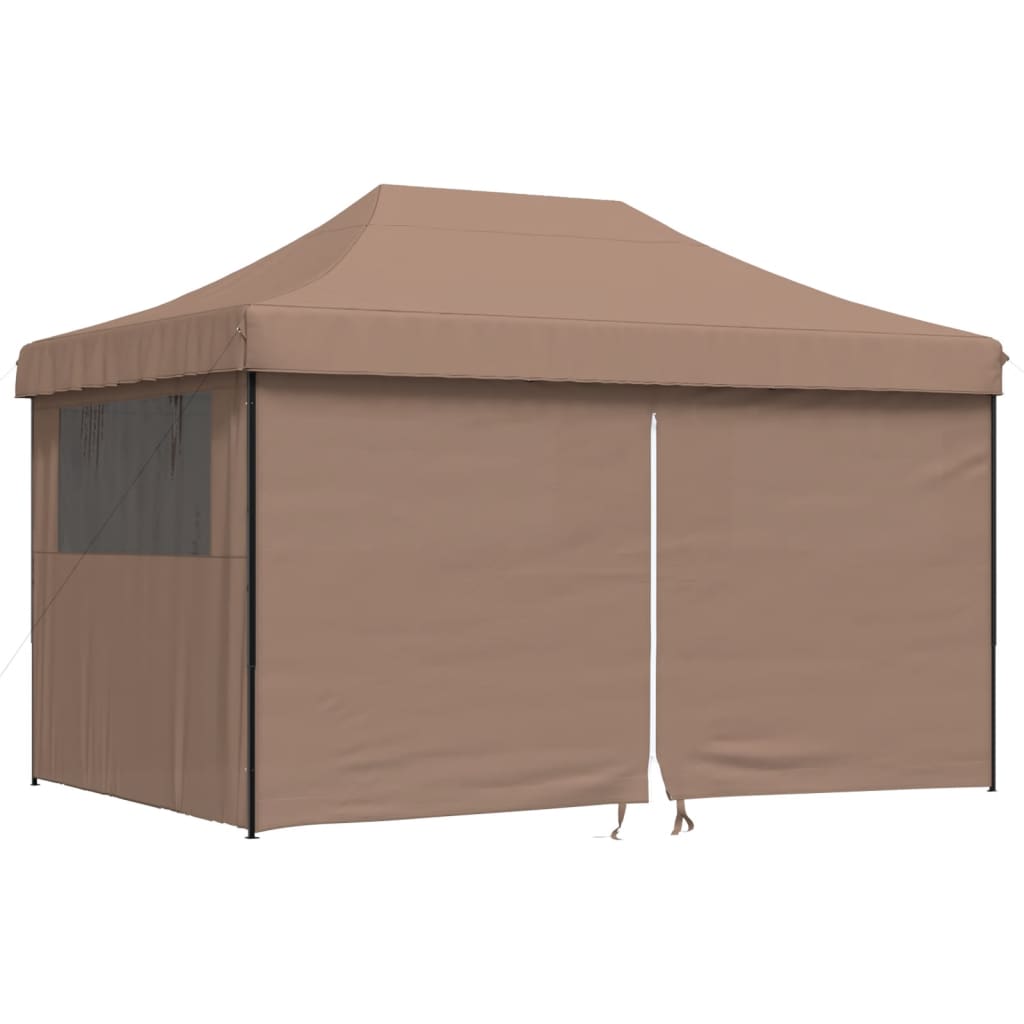 Tente de fête pop-up pliable Vidaxx avec 4 parois latérales marron