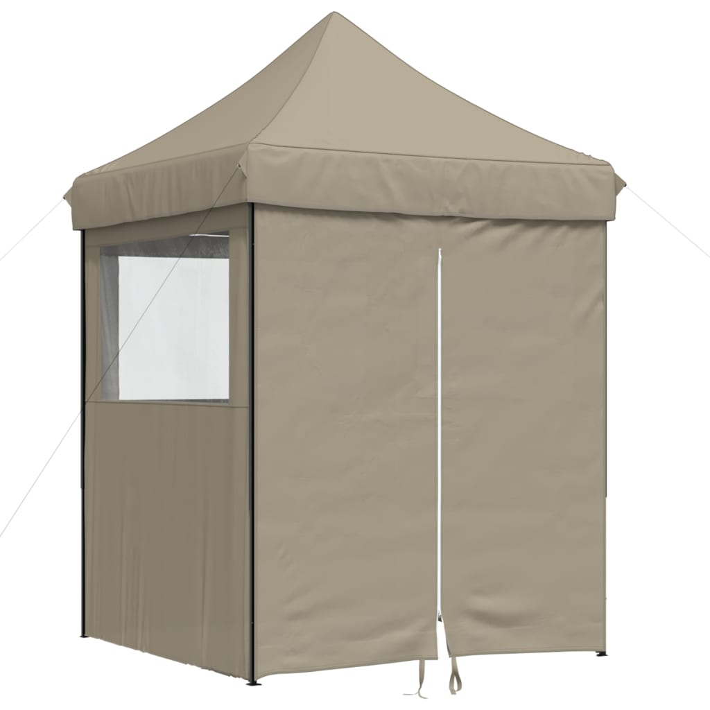 Tente de fête pop-up pliable Vidaxx avec 4 parois latérales taupe