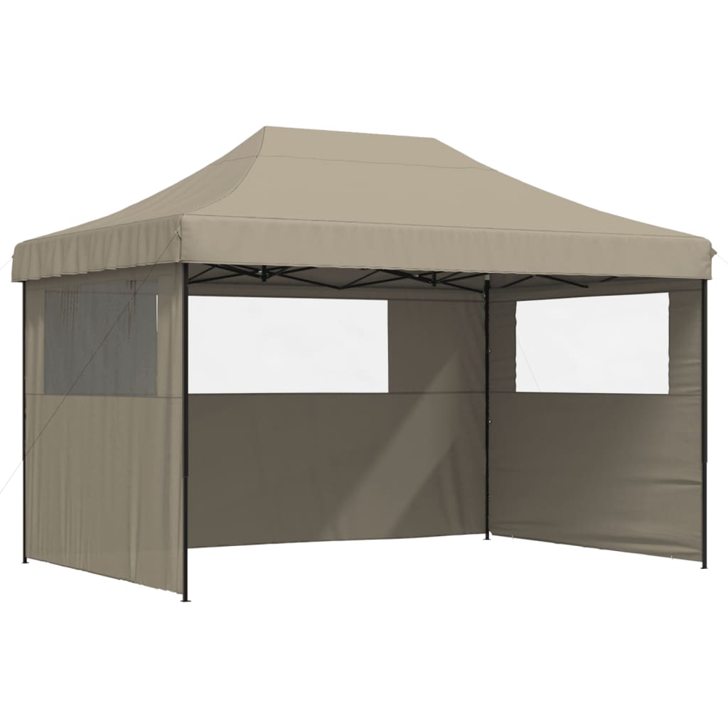 Tente de fête pop-up pliable Vidaxx avec 3 parois latérales taupe