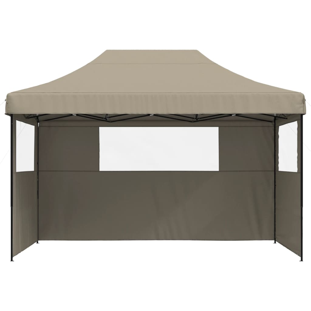 Tente de fête pop-up pliable Vidaxx avec 3 parois latérales taupe