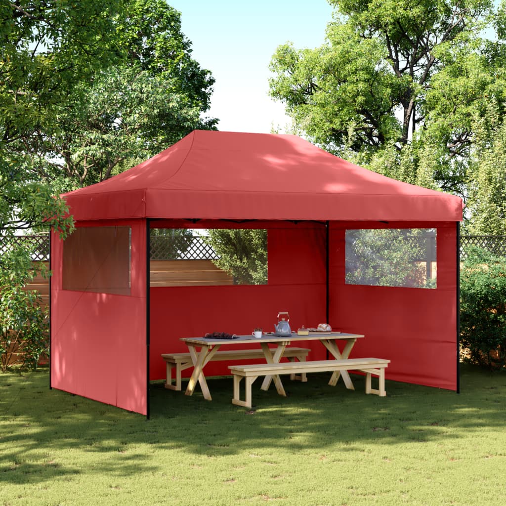 Tente de fête pop-up pliable Vidaxx avec 3 parois latérales en rouge bordeaux