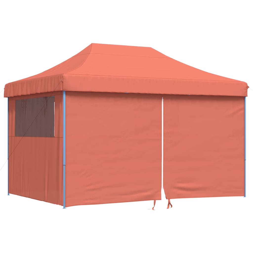 Tente de fête pop-up pliable Vidaxx avec 4 parois latérales, couleur terre cuite