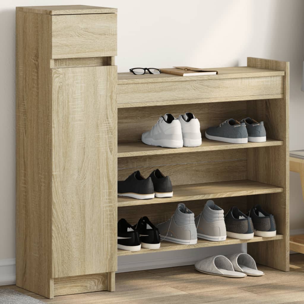VidaXL armoire à chaussures 100,5x28x100 cm bois d'ingénierie chêne sonoma