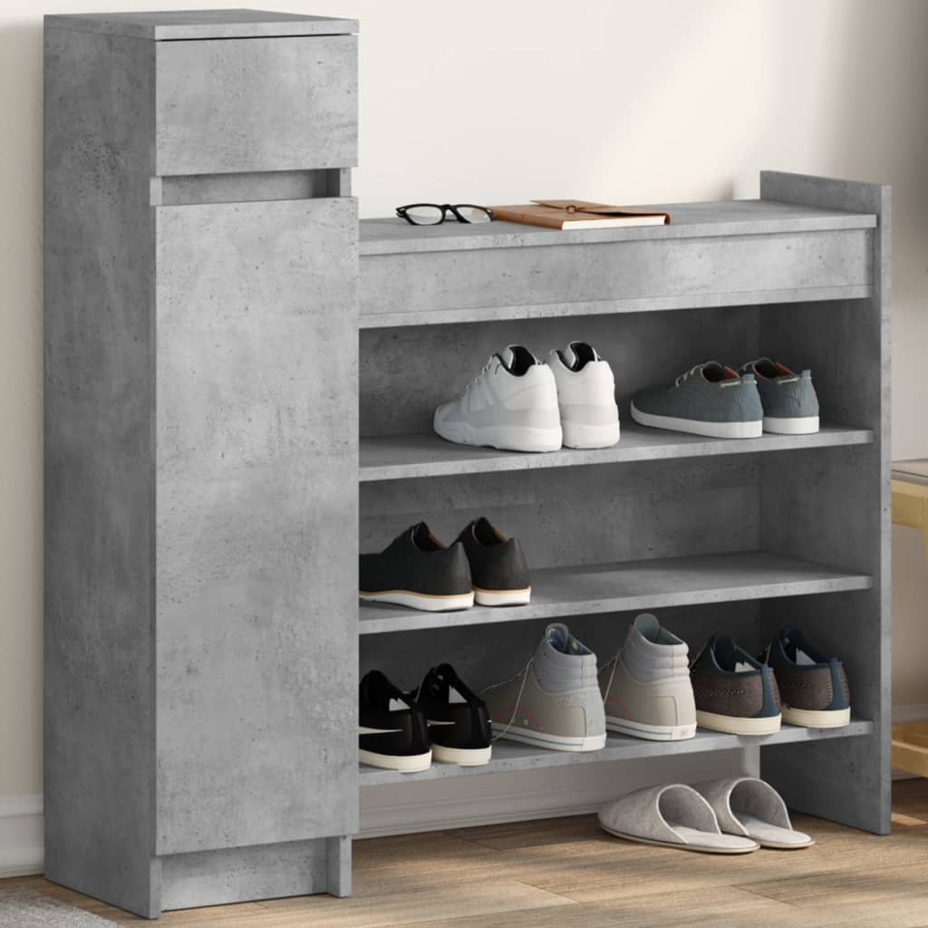 VidaXL Armoire à chaussures 100,5x28x100 cm bois d'ingénierie béton gris